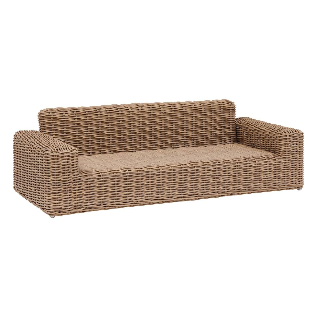 Hespéride - SAVINIA Divano da Giardino Tahini - 3 posti - Resina Intrecciata di Alta qualità, Alluminio epossidico, Cuscini Spessi e sfoderabili - Grande Comfort per Patio o Giardino