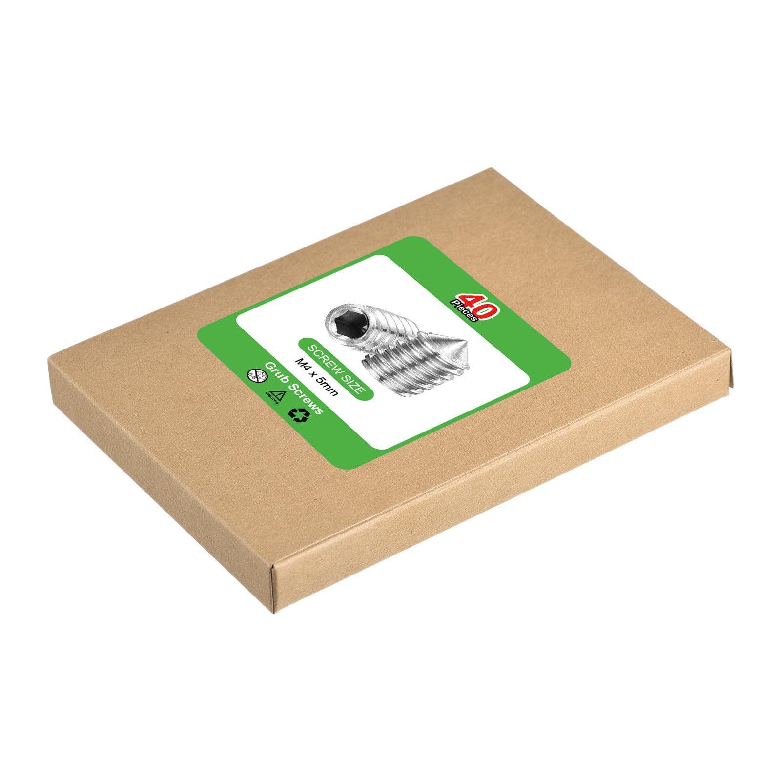 sourcing map Set di 40 viti M4 x 5 mm in acciaio inossidabile 304 a punta conica esagonale con cava esagonale, viti per macchinari, riparazioni domestiche e infissi argento