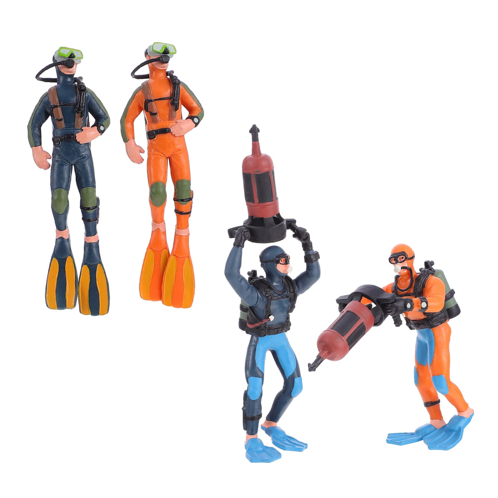 VALICLUD 4Pcs Miniature PVC Diver Figurines for Sand Table Scenes Educational for Micro Statues for Learning and Play