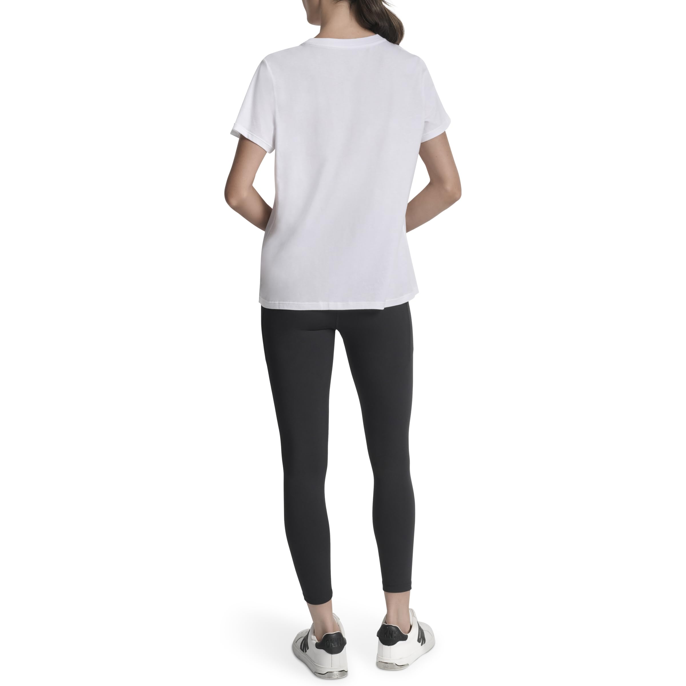 DKNY Short Sleeve Crew Neck Logo T-Shirt T-Shirt à Manches Courtes et col Rond avec Logo Femme (Lot de 1)