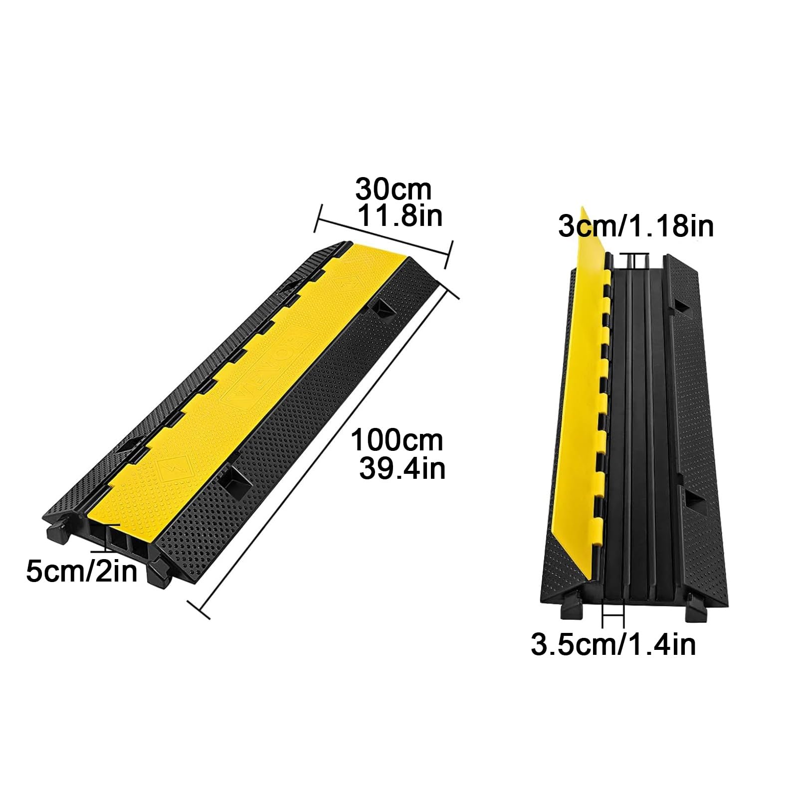Pasacables de Suelo para Proteger Las Cables Protector de PVC de 3 Canales Duradera con Cubierta Superior Abatible, Capacidad de Carga de 5000 Kg