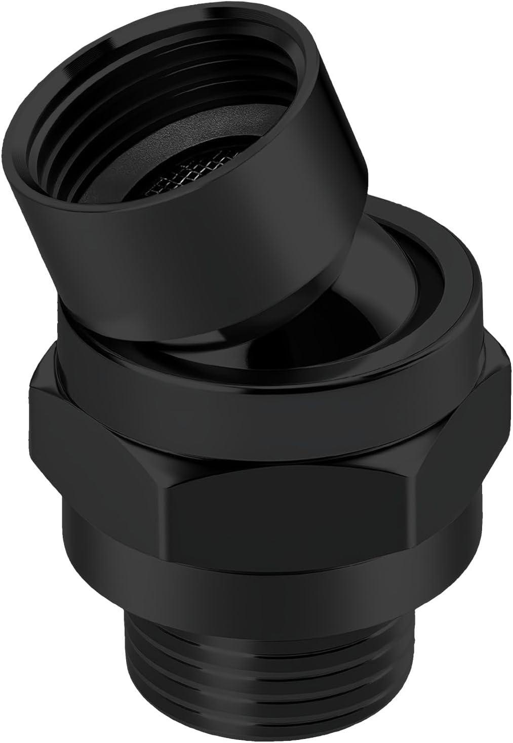 Voolan Solid Metal Shower Head Swivel Ball Adapter, Adjustable Pivot Ball To Adjust Showerhead Angle, Universal Connector Joint Fits Fixed, Hand Held & Rain Shower, Matte Black