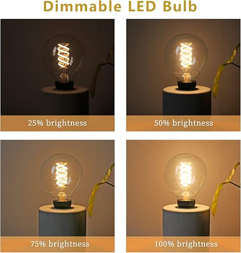 Miniatura 3 de Bombillas LED G25 (G80) de 6 W, blanco cálido 2700 K, 6 W equivalente a 60 W, base E26 de 600 lm regulable con 80+ CRI, bombillas transparentes de
