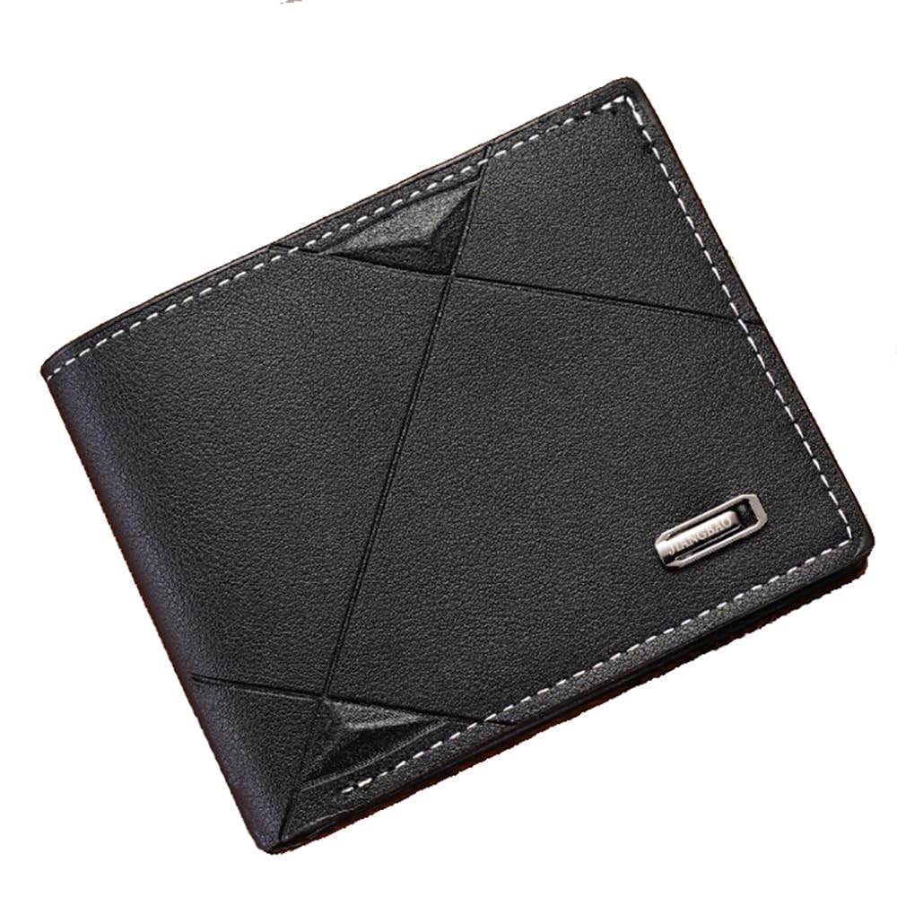 Slim Wallet for Men with Money Clip, Minimalist Wallet with Zipper, Bifold Mens Wallets with Credit Card Holder, PU Leather Men's Wallet with Coin Purse, Carteras Para Hombres (Black H)