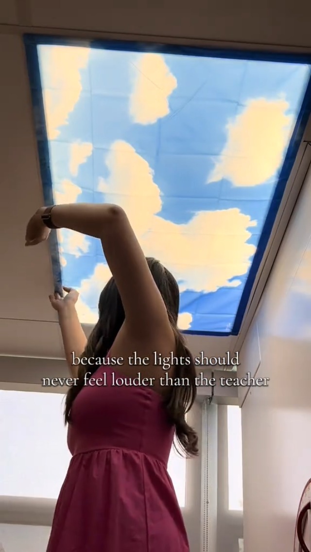 Image of Fluorescent Light Covers for Ceiling Lights - Magnetic Cloud Cover for Fluorescent Or LED Fixture - Must Haves for Teacher Supplies - Classroom, Home, Office Cubicle Decor - Filters Overhead Lighting