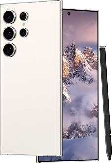 Unlocked Cell Phones C24 Ultra Smartphone Android 13 Phones 8GB+256GB/6.8" HD Screen/Dual SIM/108MP+48MP Camera/6800 mAh/Built-in Pen (White)