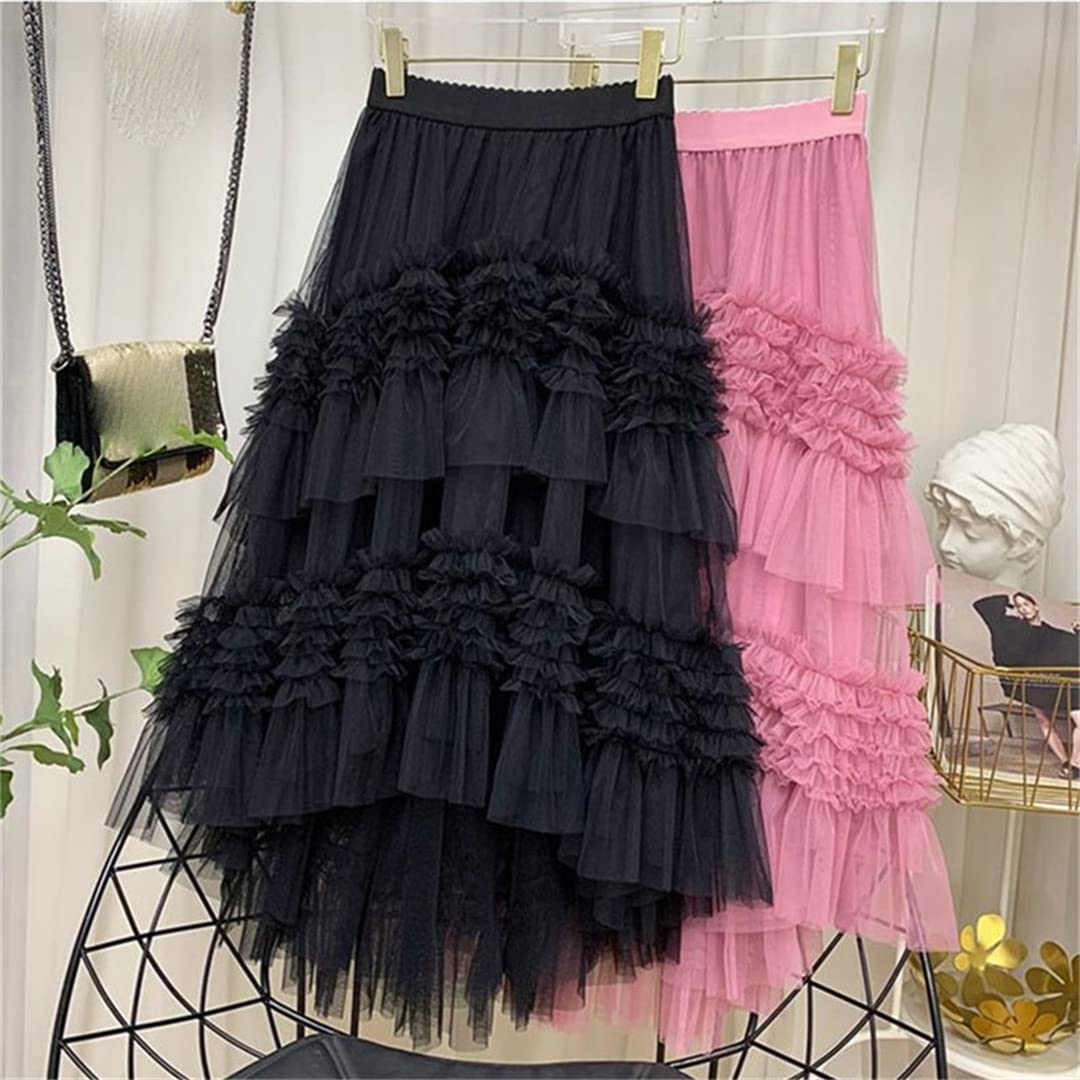 Gonne in Tulle a Strati Multistrato Primaverili per Donne Gonne Lunghe a Strati ad Alta Attesa Gonne a Torta in Rete
