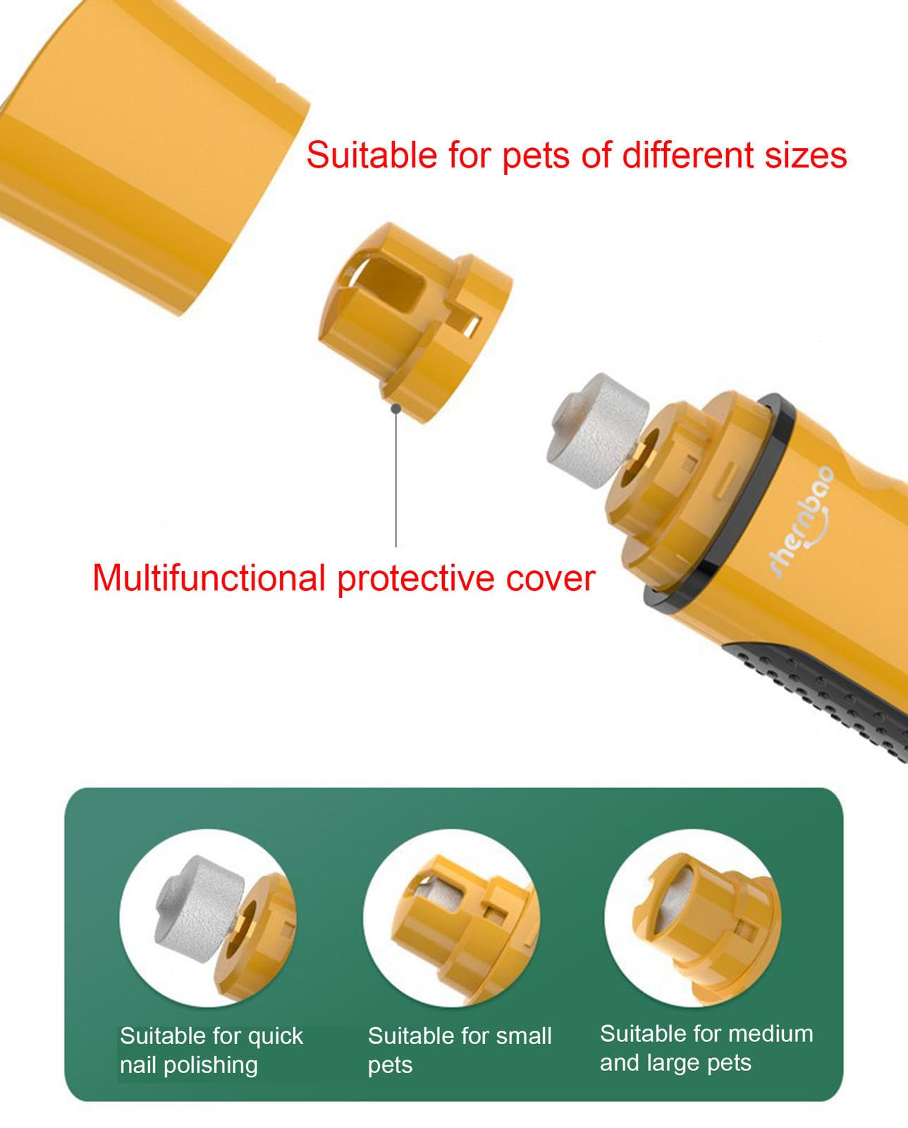 SilteD - Cortaúñas eléctrico para perros, silencioso, bajo ruido, cortaúñas para mascotas, con mango ergonómico para cachorros y perros pequeños, A