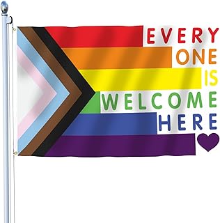 UESA Pride Progress LGBTQ Rainbow Flag,Every One is Welcome Here,Bright and Vivid Colors Bisexual Trans LGTBQ Community Gay