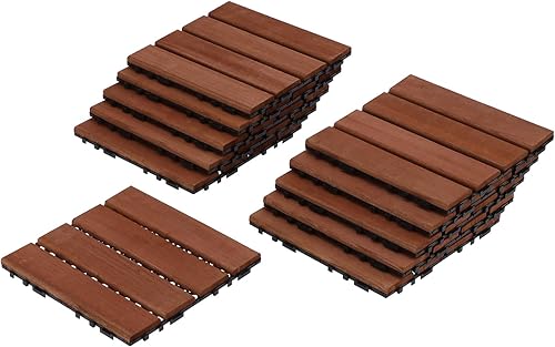 Miniatura 6 de TOPINCN Azulejos de madera entrelazados, hermosa textura, impermeable, antideslizante, a prueba de presión, base de polietileno y hebilla, fácil