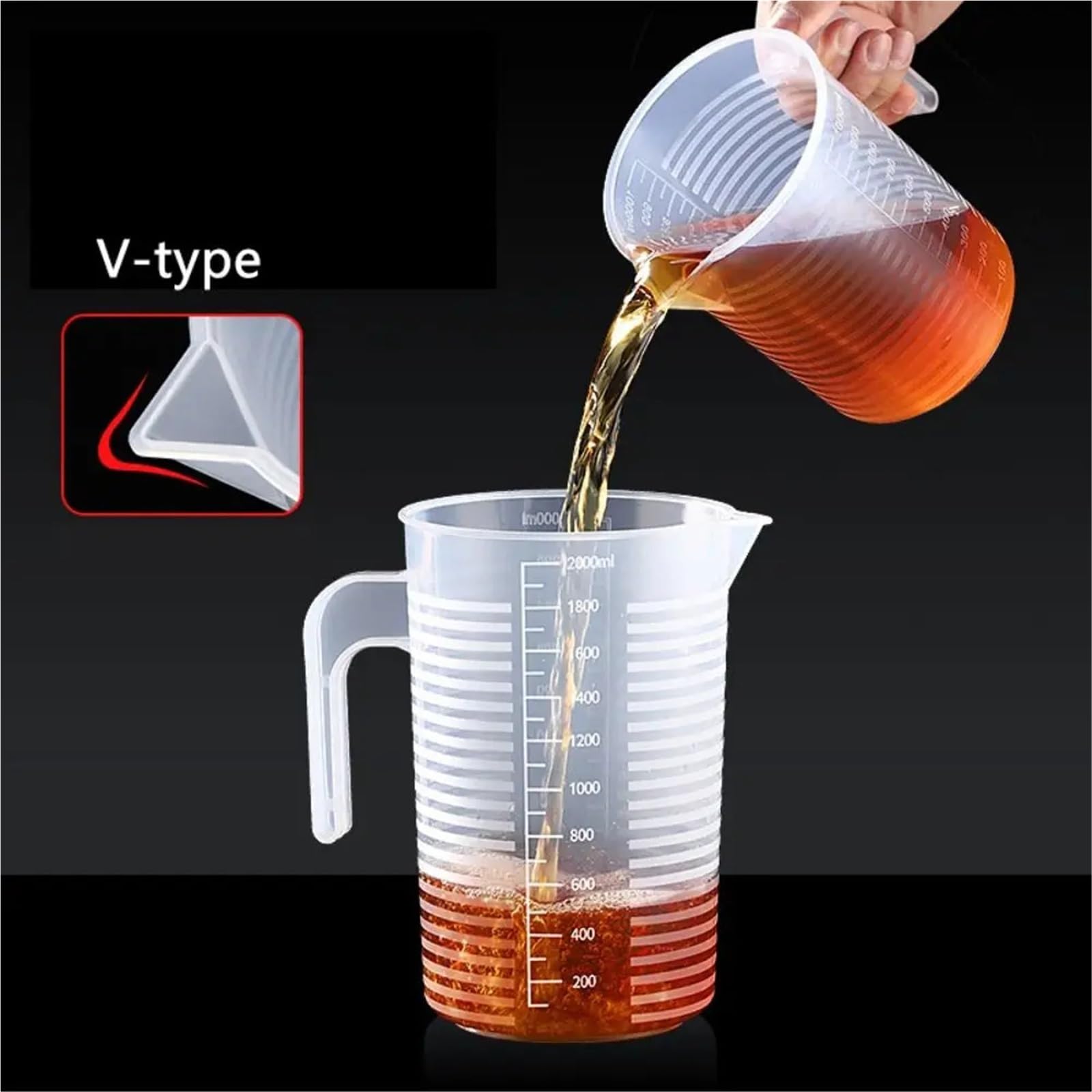 Verre Mesureur Lot de 3 tasses à mesurer graduées en plastique, grande capacité, transparentes, avec couvercle, for la cuisine et pâtisserie Verre Doseur Pour PâTisserie(5000ml)