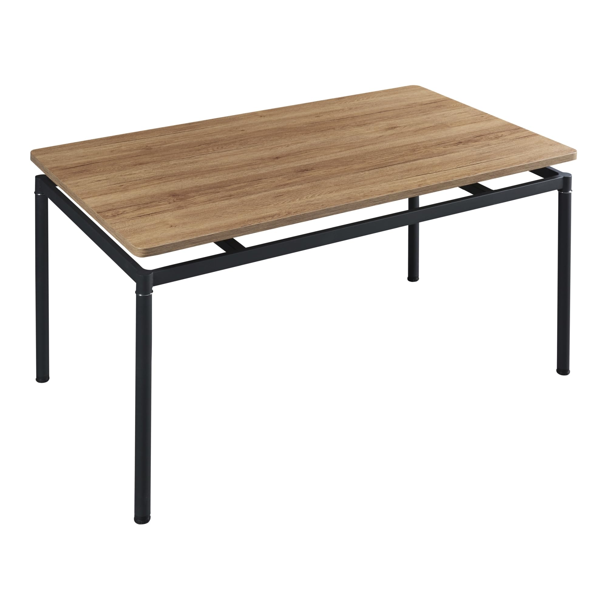 [en.casa] Tavolo Moderno da Sala Pranzo con Piano Rettangolare in MDF Effetto Rovere 140 x 80 cm Gambe in Acciaio Nero Postazione di Lavoro Studio