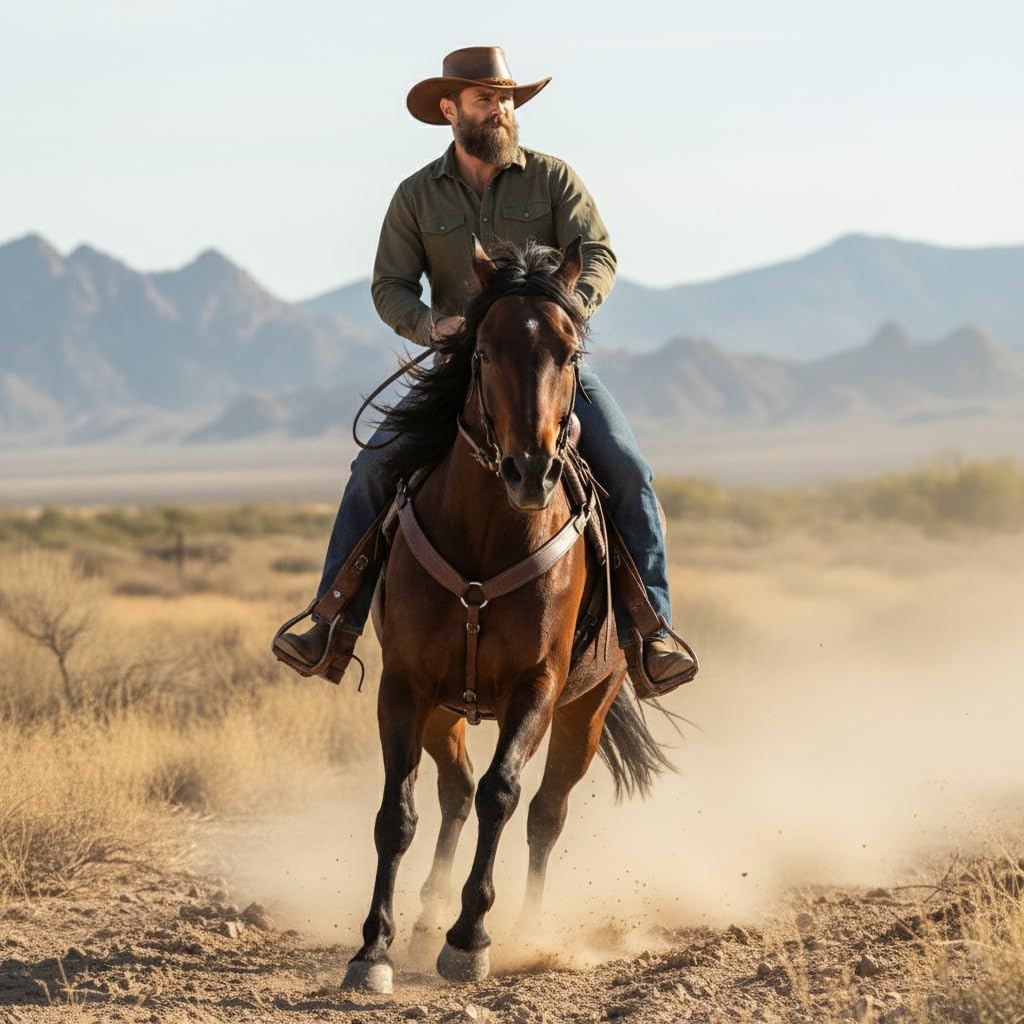 Equine Care Leather Cowboy Hat for Men & Women - Genuine Cowhide Western Hat with Shapeable Brim, Chin Strap, Rustic Brown Outback Ranch Rodeo Riding Hat,