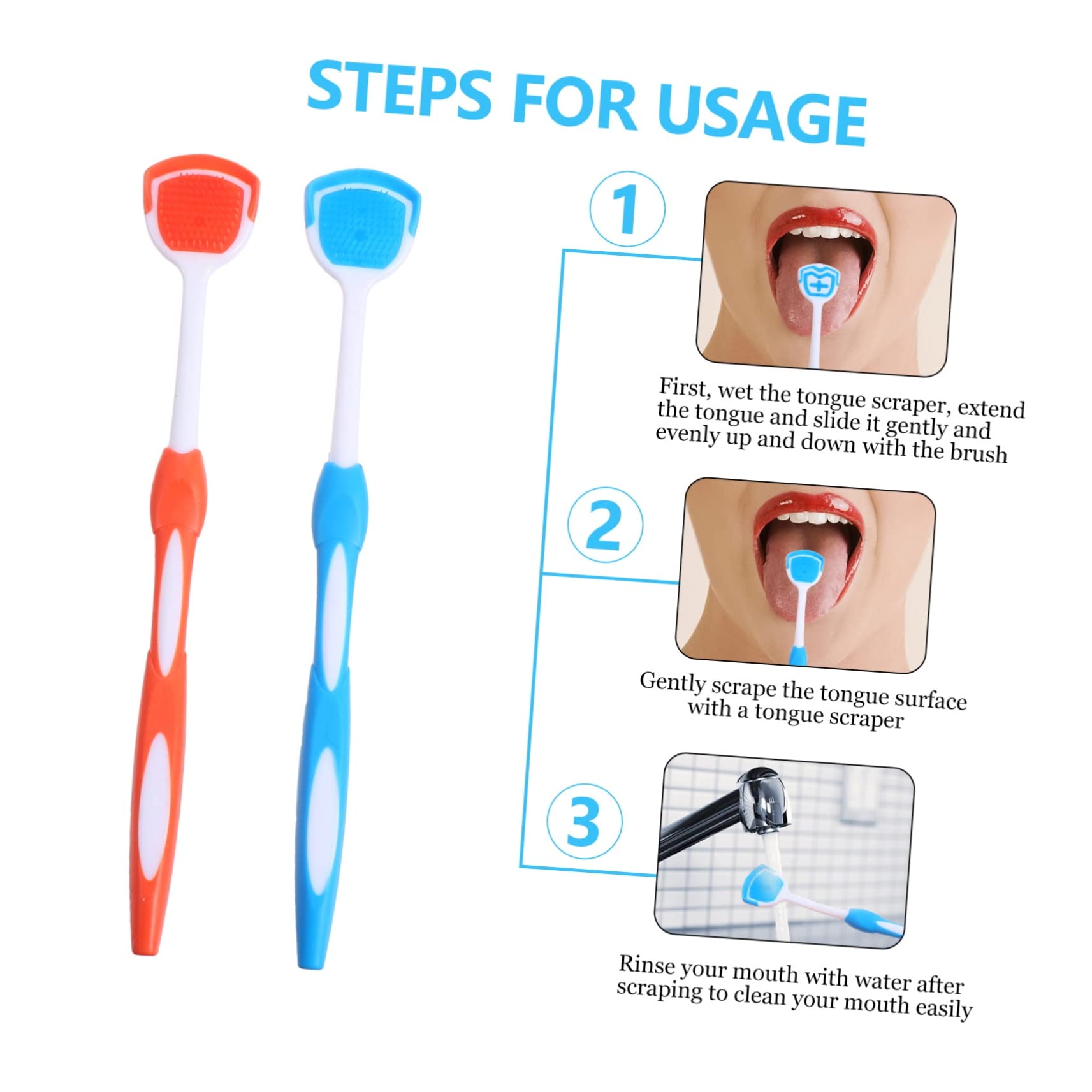FRCOLOR 3 Set Raschietto Per Lingua Riusabile Con Micro Setole Per Orale Facile Usare E Antiscivolo Per Rimuovere Residui E Odori Dalla Lingua 2 Pezzi*3