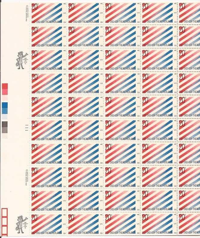 US Stamp - 1982 US-Netherlands - 50 Stamp Sheet - Scott #2003