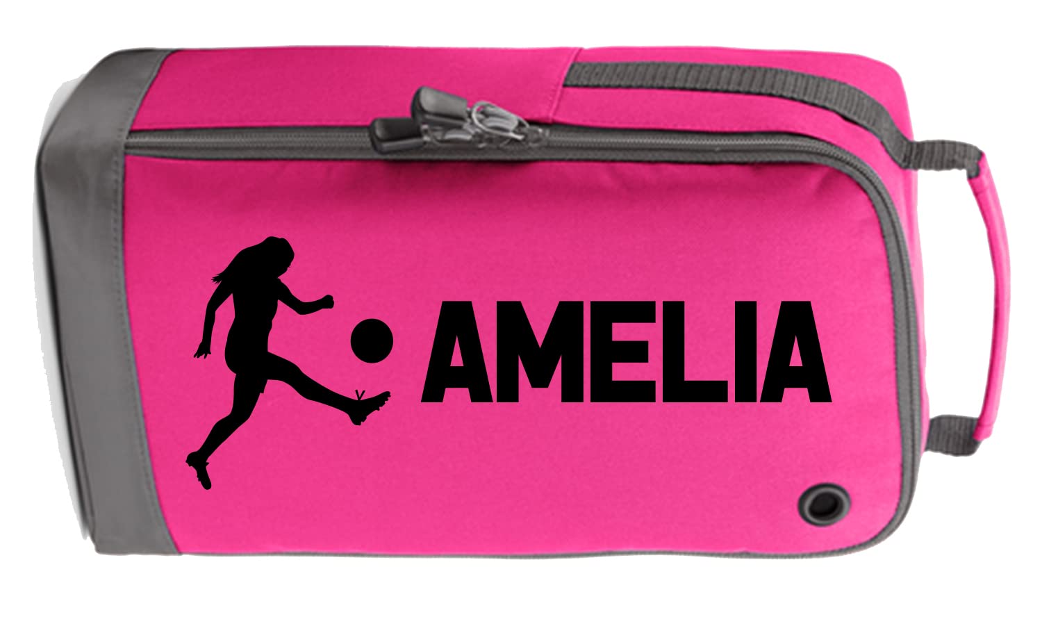 Girls Personalised Name Boot Bag Football Boots Children's Sports Bags Rugby PE Gym Kit Back to School for Kids (Fuchsia)
