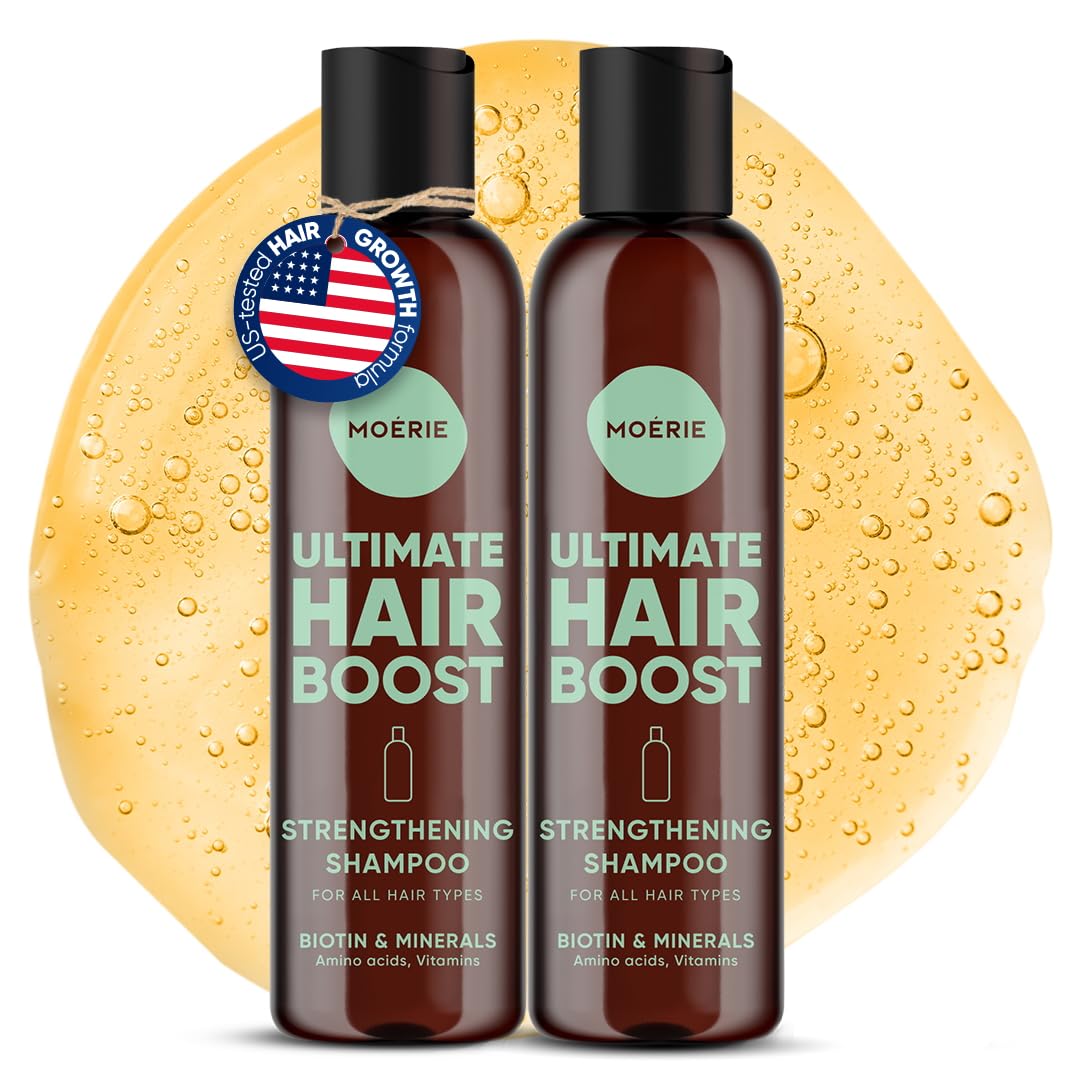 Moérie shampoo crescita capello premium per lunghi e folti, volumizzante vegan-friendly senza parabeni o silicone per tutti, shampoo anticadulla uomo e donna (250 ml) x2