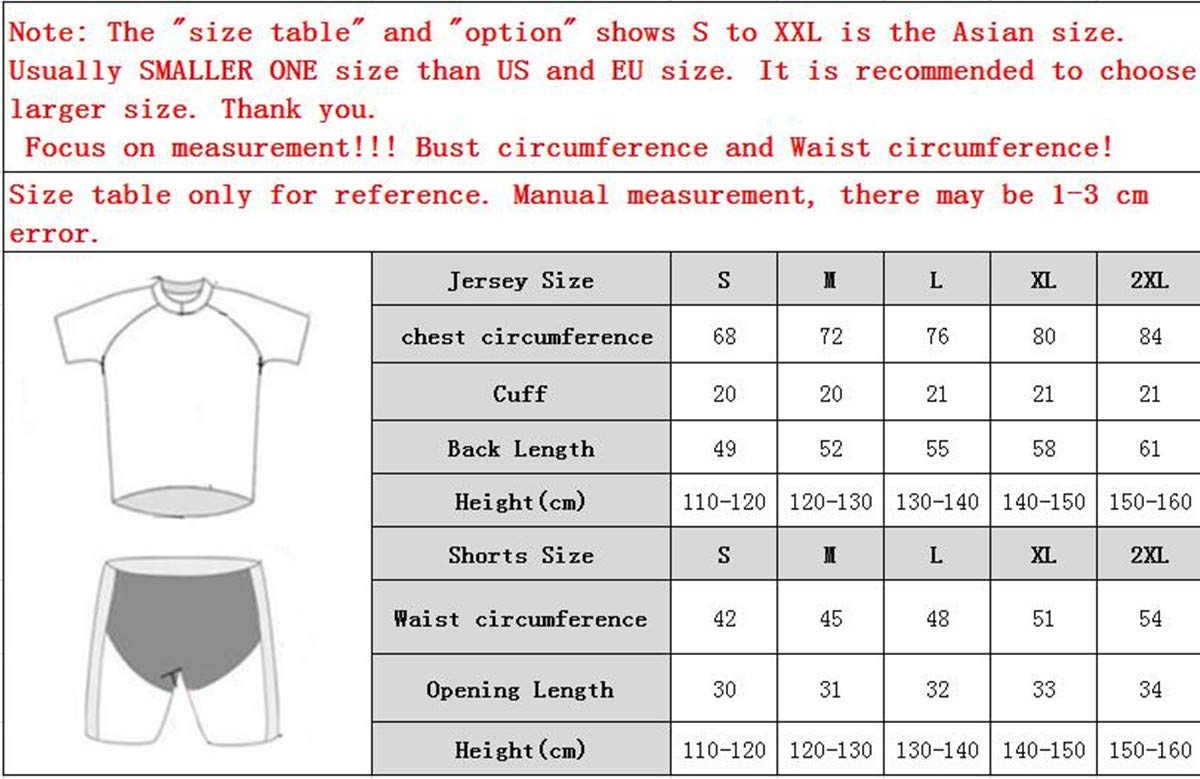 Conjunto de Pantalones Cortos de Jersey de Ciclismo Traje Acolchado Tops de Bicicleta para niños Camisa Montar en Bicicleta de montaña