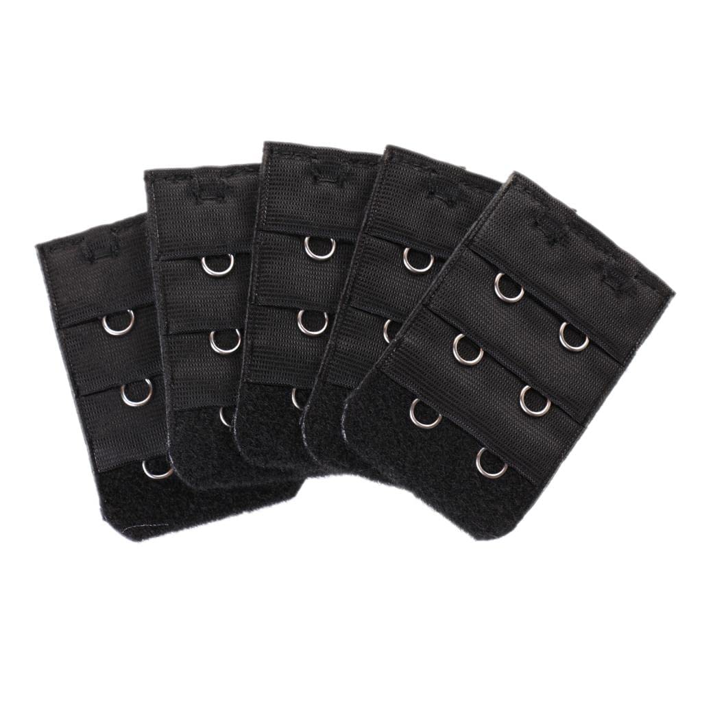 3x5pcs Elastic Bra Strap Extension Bra Extenders 2x 3 Hook Black-image-42