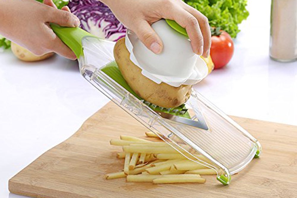 CaLiving French Fry Cutter V Blade Vegetable Slicer Shredder Stainless Steel and Mandoline