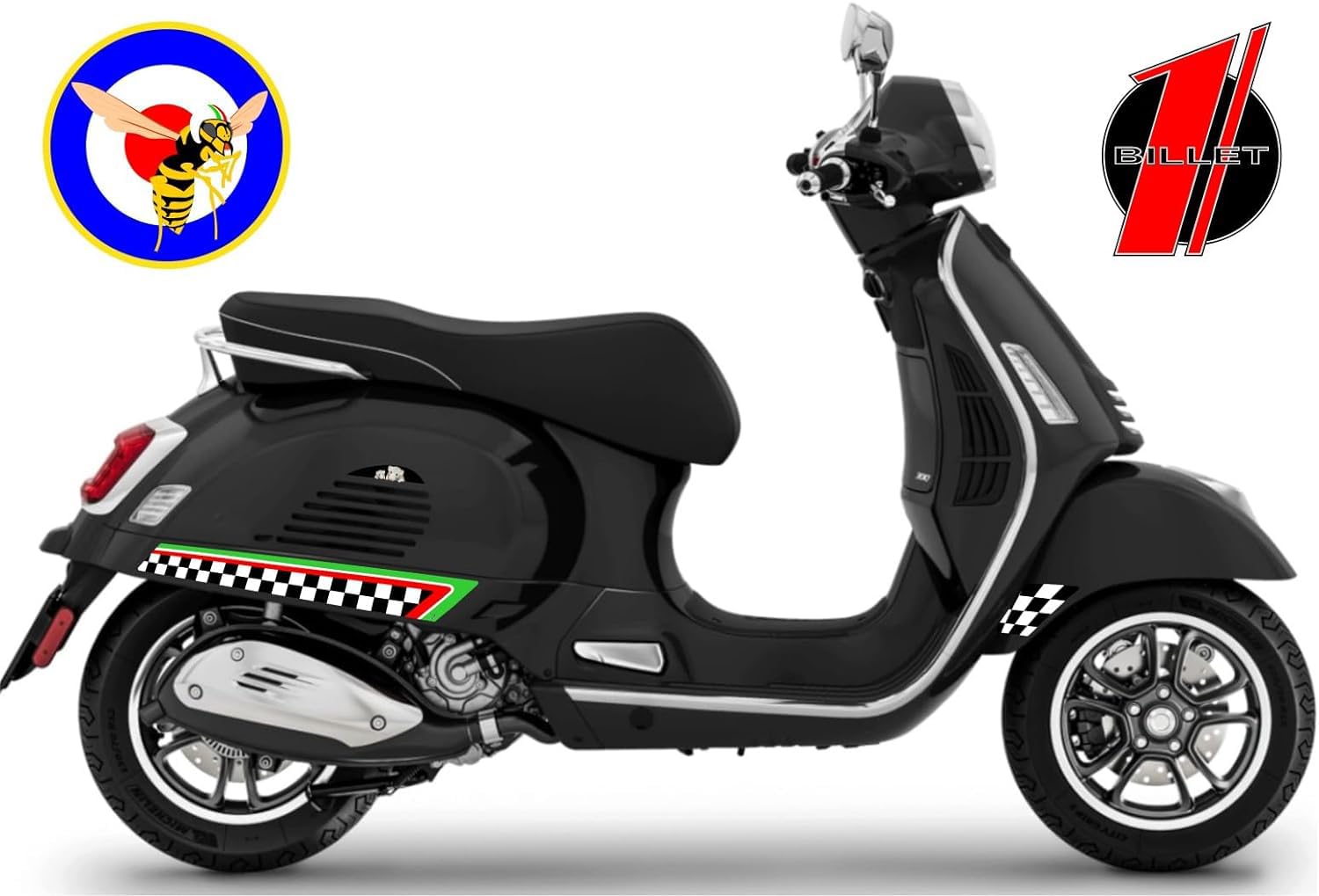 Pair Of Vespa Stickers – Vintage Italy Retro Design For GTS 125, 300, Super & Custom Scooters