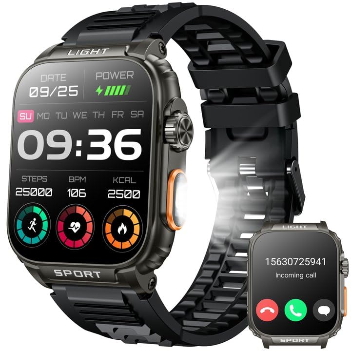 Reloj Inteligente Hombre Smartwatch con Llamadas: 1.91" Smart Watch Men con Podometro Pulsometro Presion Arterial Sueño Deportivo Pulsera de Actividad Digital IP68 Impermeable para Android iPhone