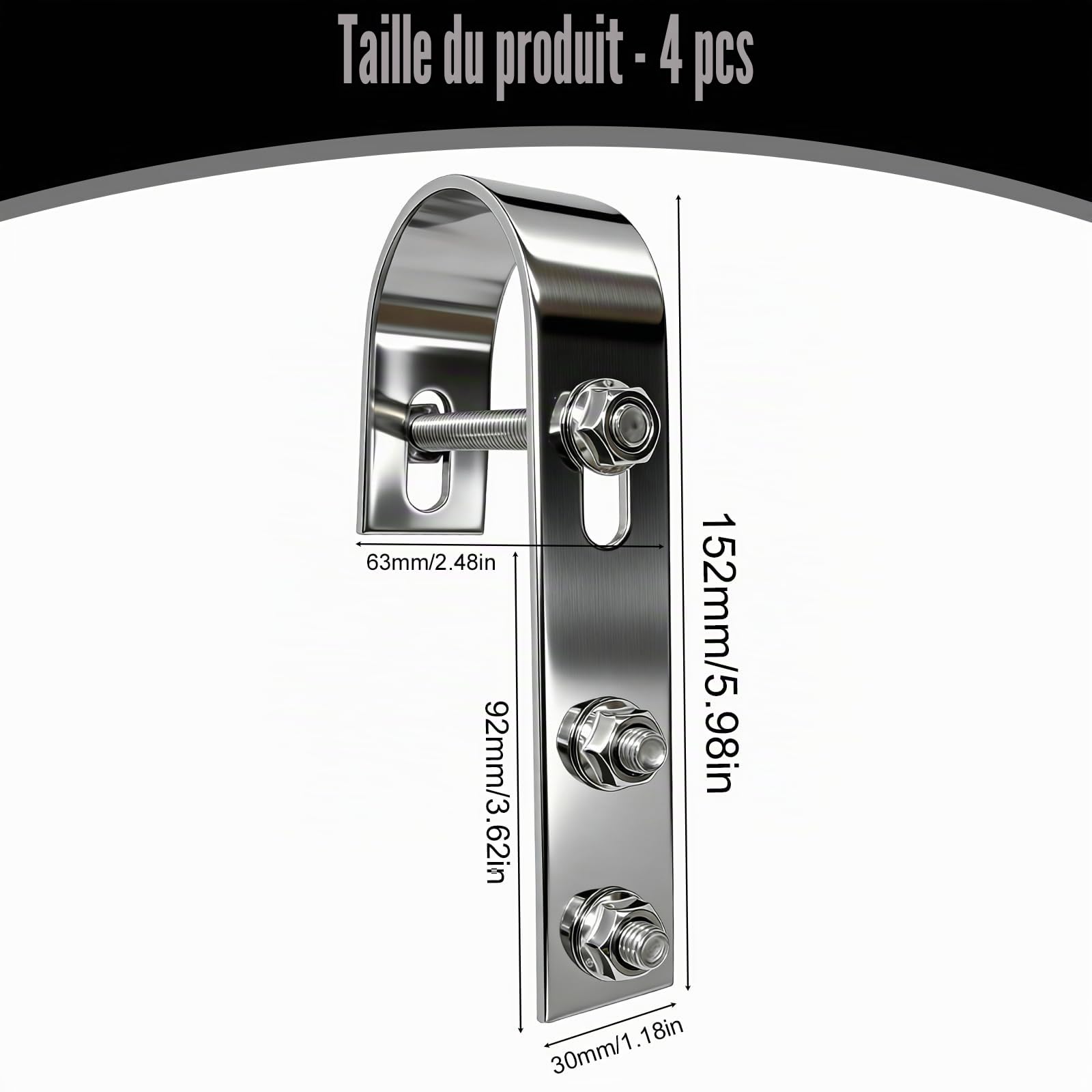 Crochets de Fixation pour Panneaux Solaires 4 Pièces, Fixation pour Panneau Solaire Crochets en Acier Inoxydable 304, Support Module PV pour Balcon, Garde-Corps, Toit Plat, Argent