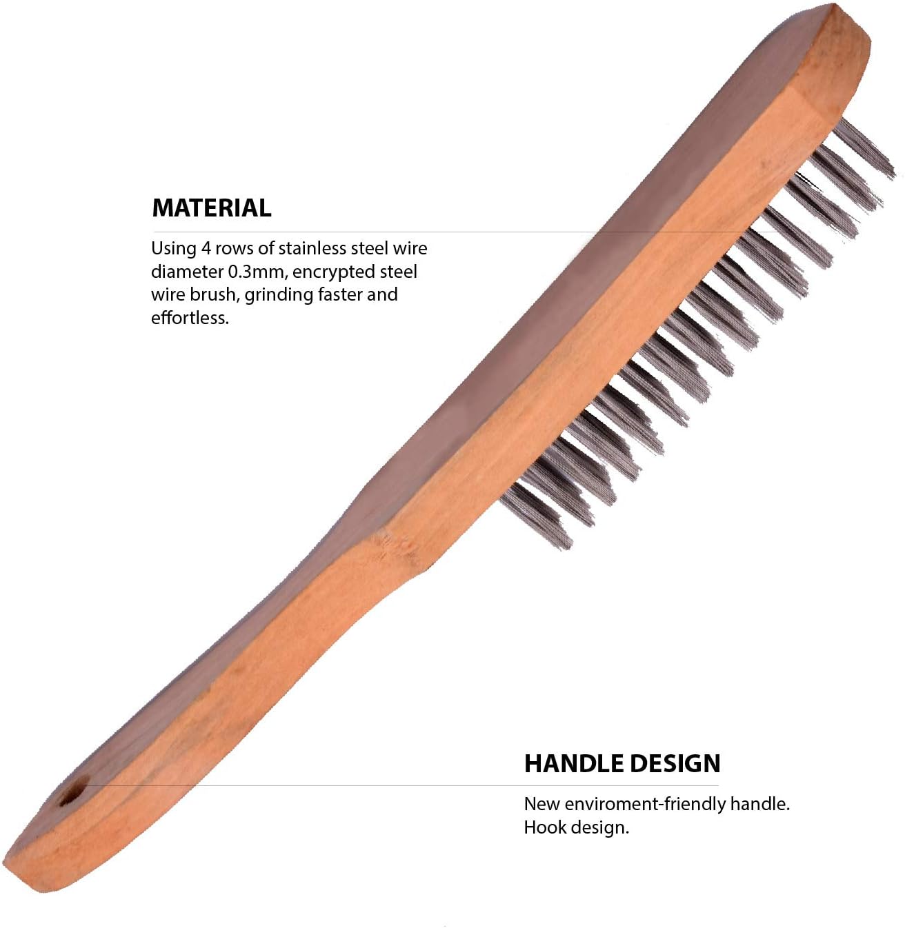 Welding Chipping Hammer with Coil Spring Handle, Cone and Vertical + 4 row Wire Brush. Shock-Dampening Steel Rust Removal
