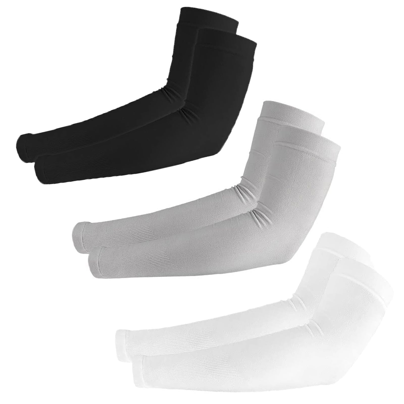 Manchettes de Bras pour Homme et Femme, 3 Paires Manchette Bras Femme Homme, Manchon De Compression Bras, Protection Anti-UV, Couverture de Tatouage, Manchons de Sport de Compression