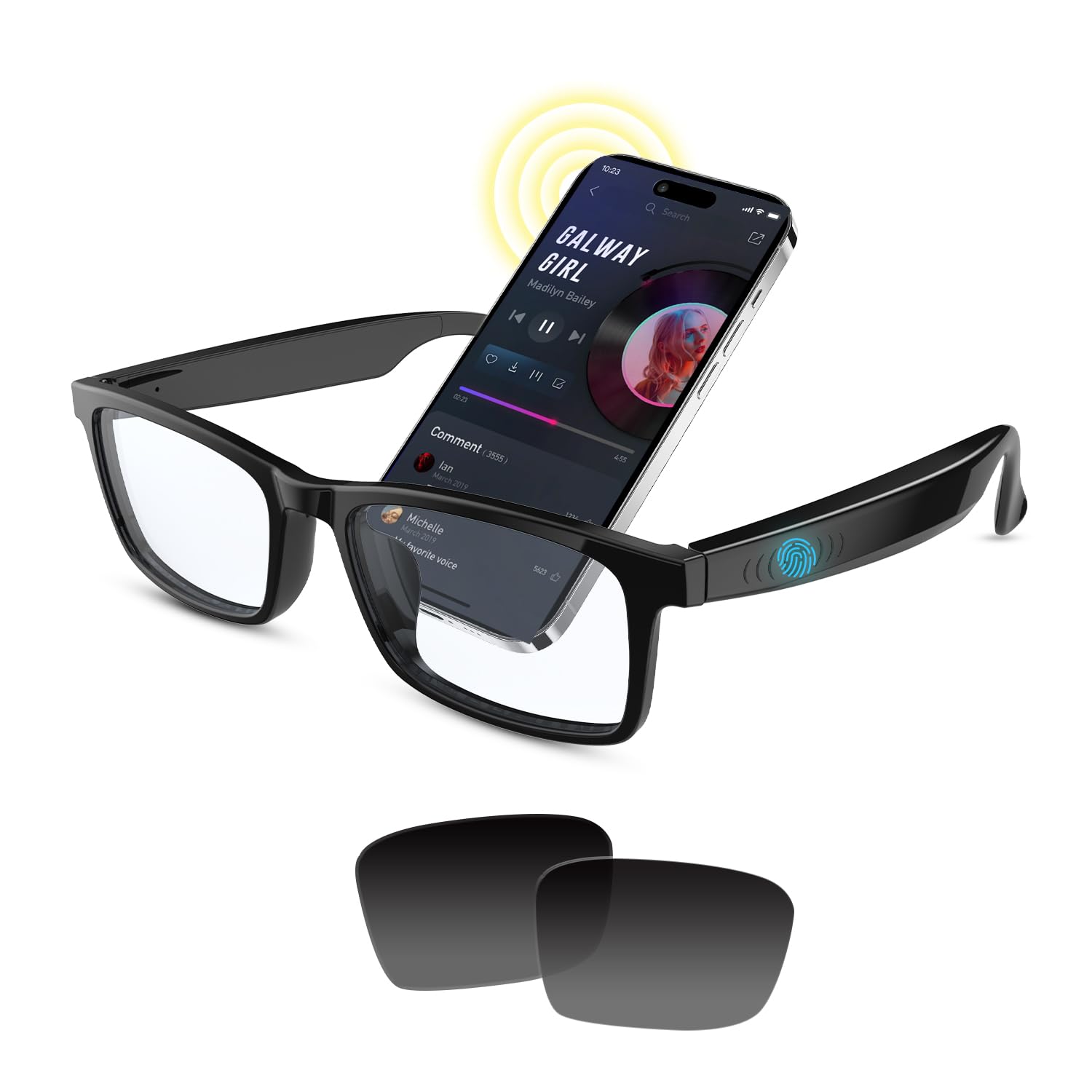 Photo 1 of ***MISSING LENSES***
HAIXINDA Smart Bluetooth Audio Glasses with Open-Ear Speakers, Extra UV400 Polarized Sunglass Lenses Included, Wireless Music & Calls, Compatible with iOS & Android, 5H Playtime