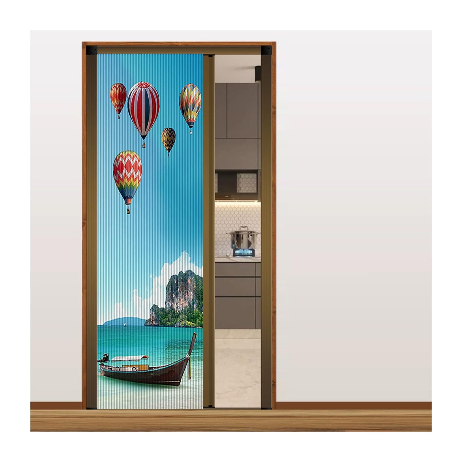 Folding Accordion Doors Interior, No-Drilling Sliding Doors with 100% Blackout Cellular Shades, for Hallways Balcony Kitchen Shower Closet(Champagne Frame,80x210CM)