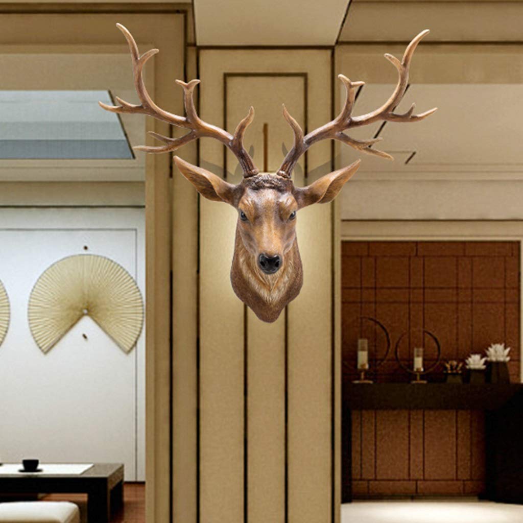 Amazon.co.jp: 鹿の頭飾り,レトロなスタイルの鹿の頭の壁掛け,ラッキー