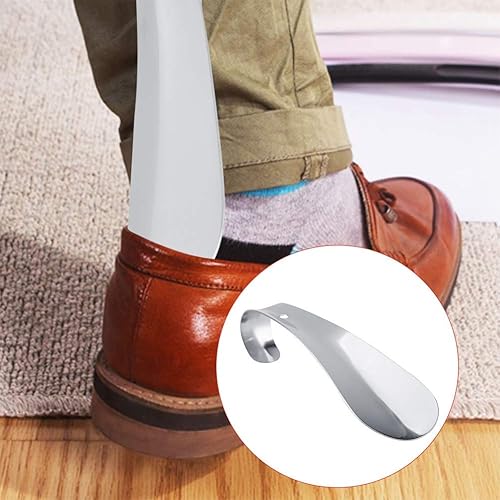 Miniatura 3 de TOPINCN Cuerno de zapato de metal de 5.7 pulgadas de largo, portátil, de acero inoxidable, elevador de cuerno de zapatos conveniente para niños,