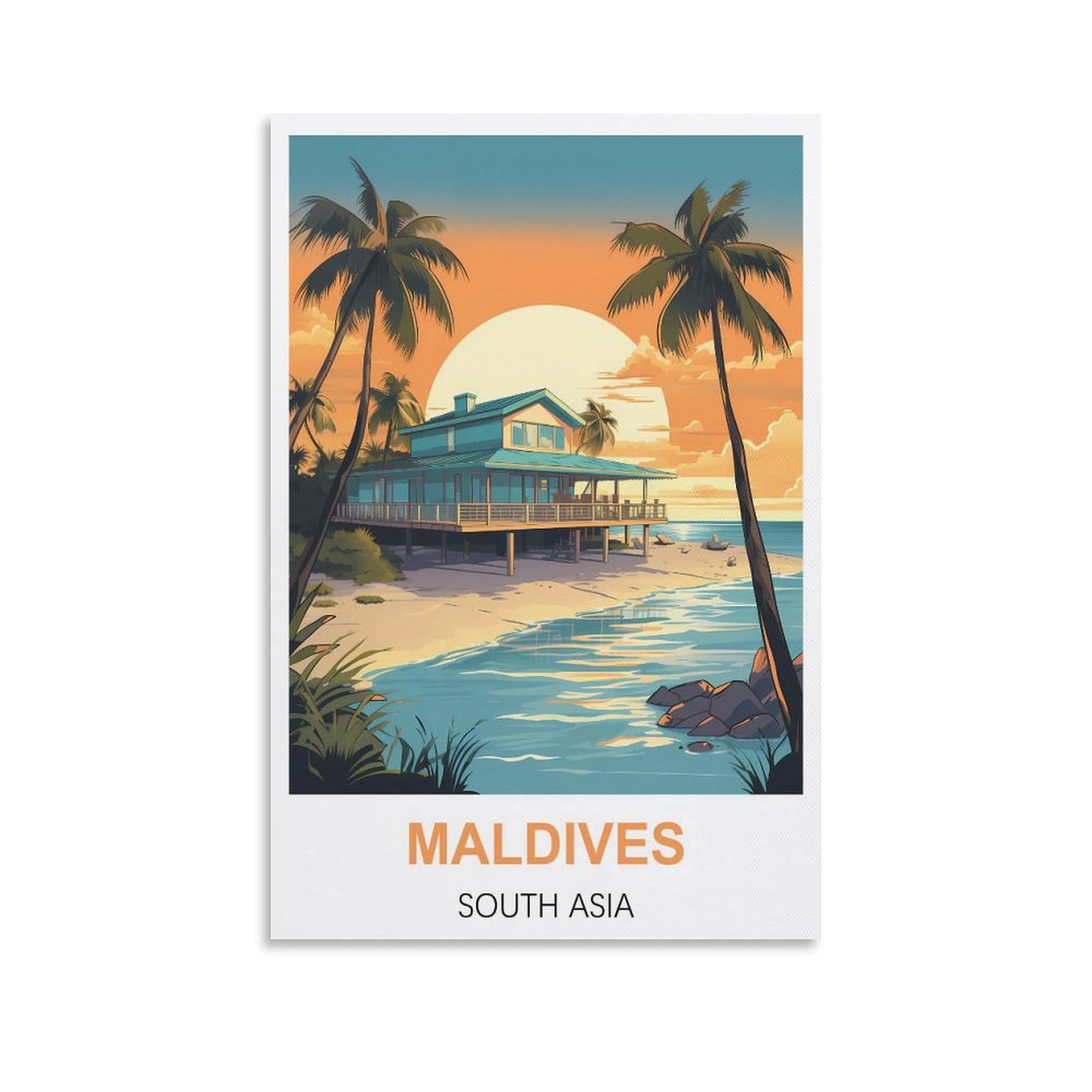 Metal Signs,Maldives South Asia,Tin Sign Retro Wall Art Poster for Home Man Cave, Cafe Bar Wall Decor 30x30cm