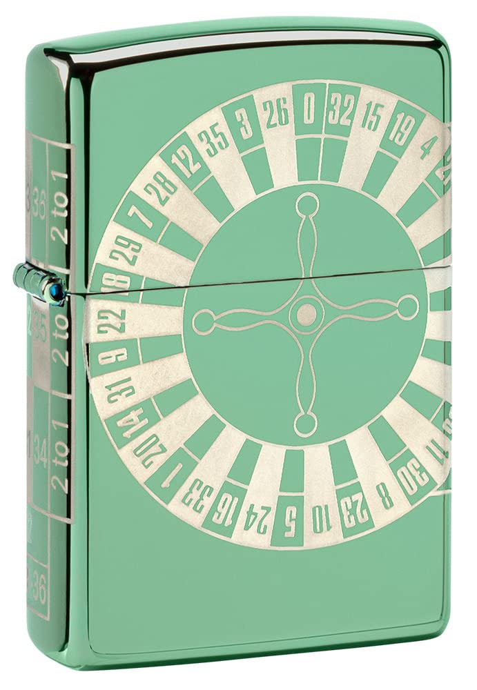 Zippo Sturmfeuerzeug - Modell Roulette - 360 Photo Image, High Polish Green - Nachfüllbar - Wiederverwendbar - Windfestes Design - Geschenkbox - Made in USA