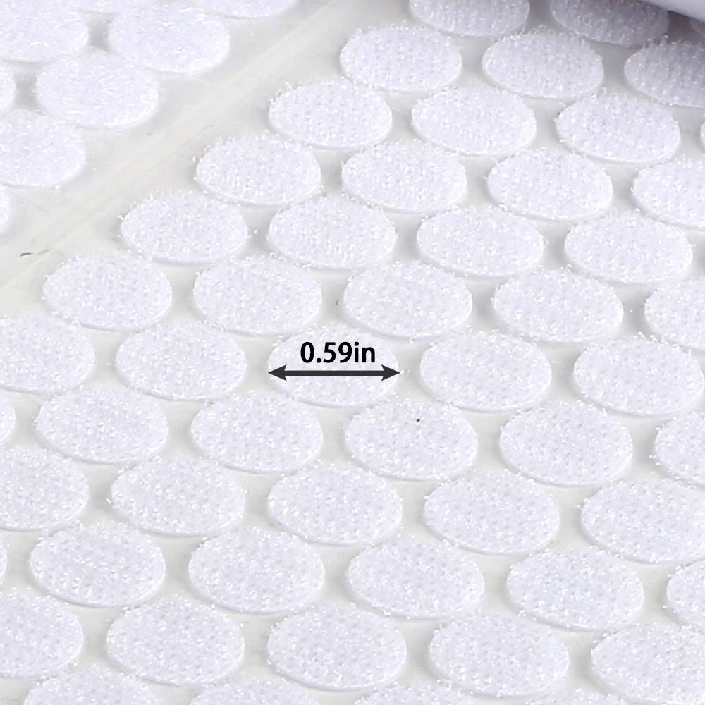 Self Adhesive Dots 1152 Pieces(576 Pair) 0.59" Diameter Strong Hook & Loop Sticky Back Coins Reusable Heavy Duty for School Classroom Home Topisun Brand