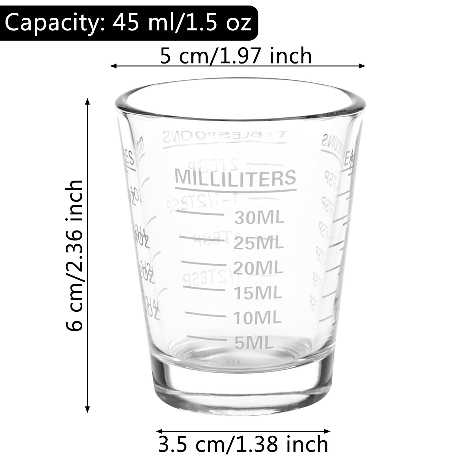 Mały kubek z miarką, 30 ml, szklanki do shotów ze skalą do koktajli, tequili, wódki, kawy, mleka, biały