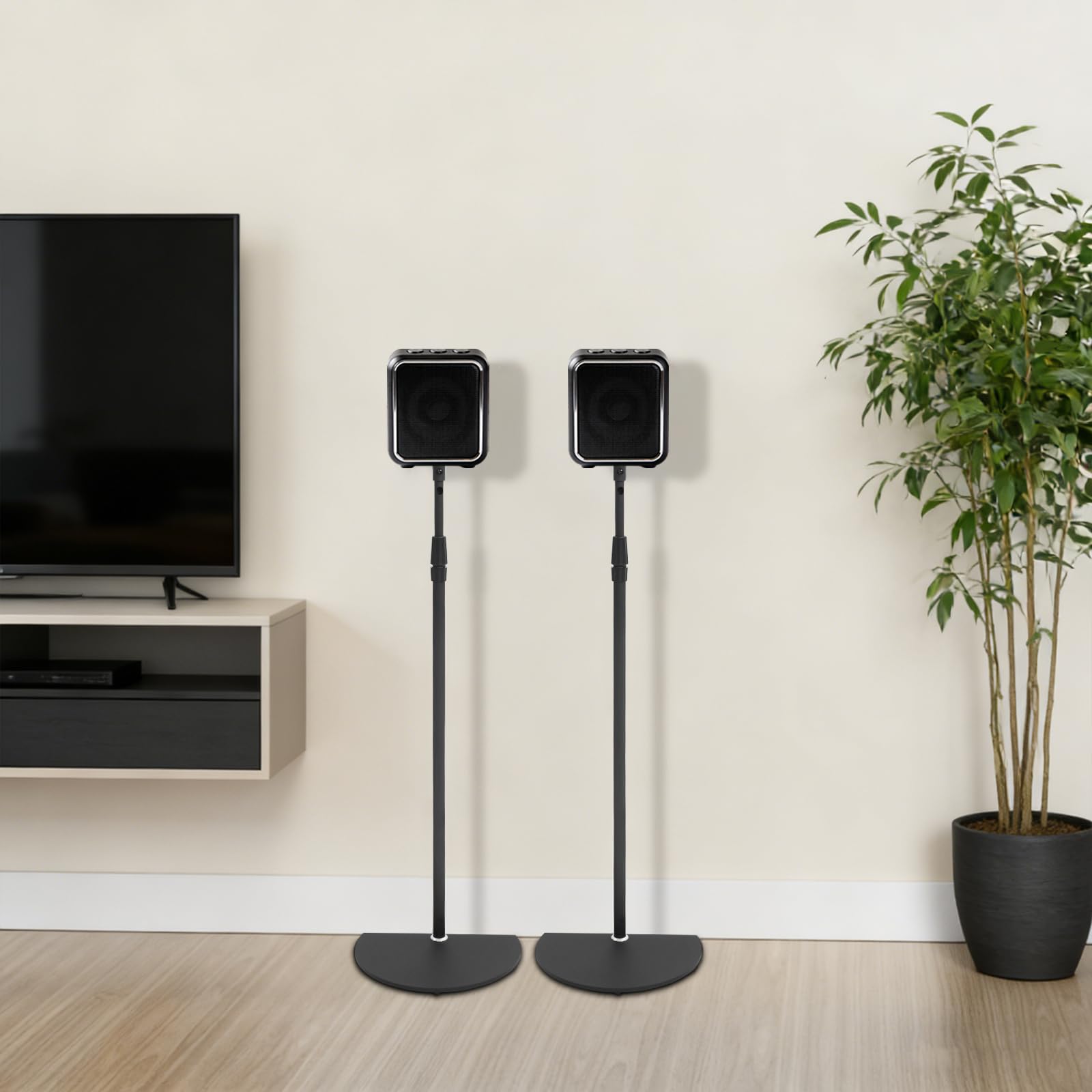 2 piezas de soporte de altura ajustable, soporte de altavoz de pie de 70 cm a 120 cm, soporte para altavoz trasero, soporte para altavoces para cine en casa, estudio y sala de estar, hasta 1,5 kg