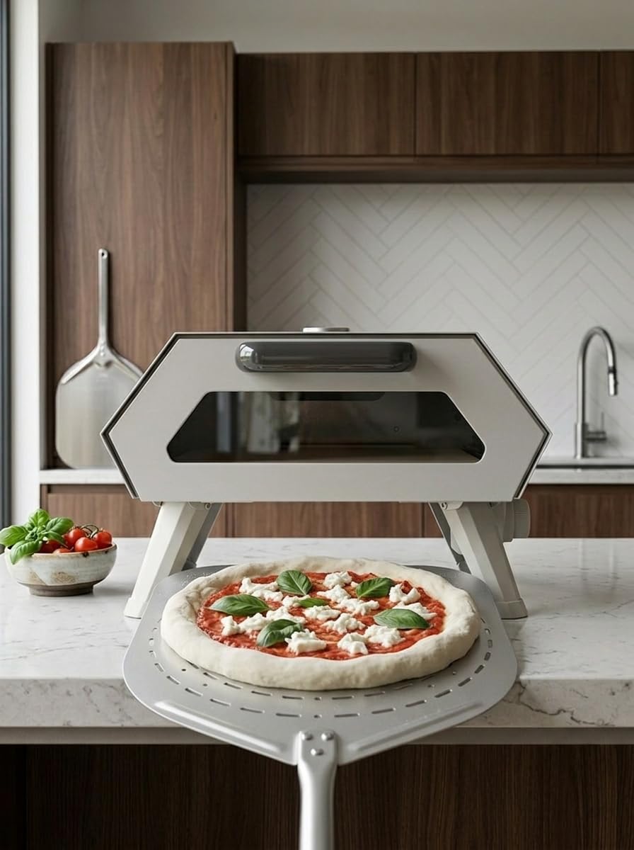 CÉCOA • Four à Pizza Électrique K16 2300W • Pierre Réfractaire & Thermomètre Intégré • Jusqu’à 450°C • Cuisson Rapide 15 min • Four à Pizza Maison Compact Intérieur & Extérieur