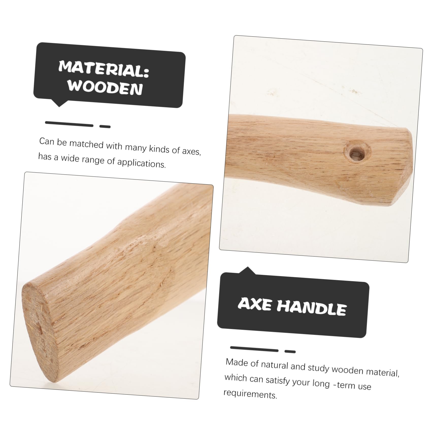 HEMOTON Wooden Axe Replacement Handle Durable Natural Handle for Outdoor Activities Gardening and Firewood Chopping for Hiking Hunting and More