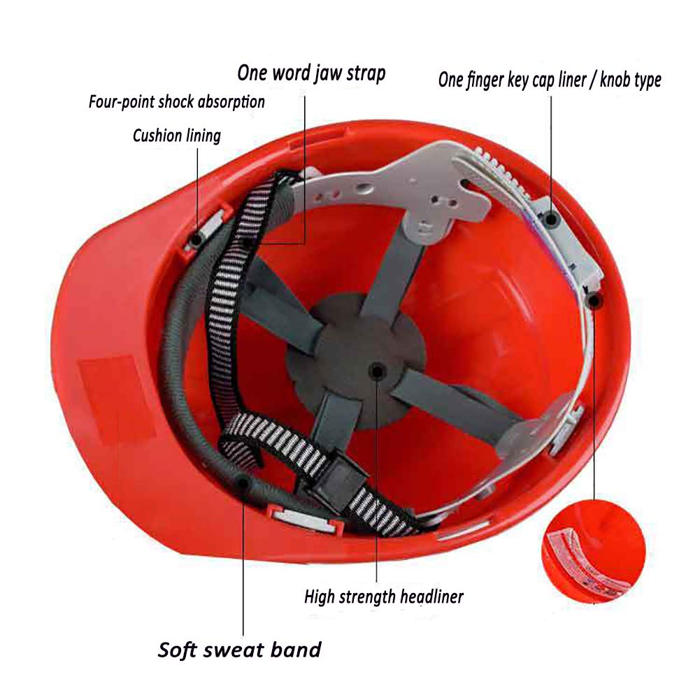 Casco de Seguridad Industrial, Casco de construcción rígido, arnés de 4 Puntos, Casco de Protección, Casco de Trabajo Casco