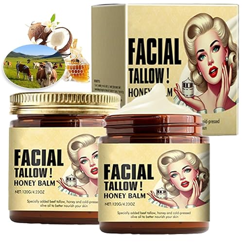 Sebo de Res Para la Cara, Bálsamo de Miel de Sarga Batida, Crema Nutritiva Para Rostro y Cuerpo, de Animales Alimentados con Pasto (8.47 oz Cebo de