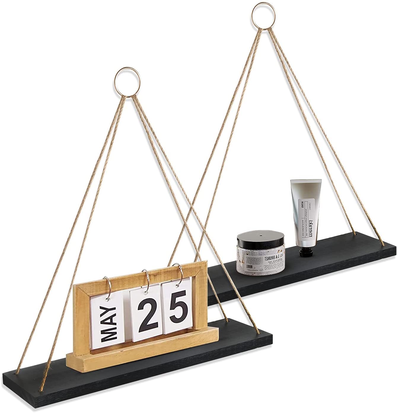 FASTUNBOX (LABEL) Wooden wall Hanging Floating Shelves for for Home Décor, Window Plant, Bedroom, Bathroom, Living Room & Indoor Plant Shelf for Window Hanging (Pack of 2, Brown) 3