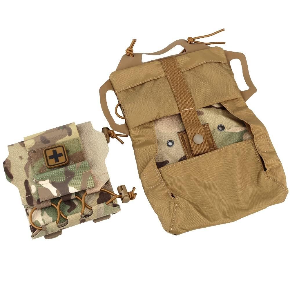 Bolsa Táctica Micro Med De Dos Piezas: Rollo Primeros Auxilios Despliegue Rápido con Portador MOLLE
