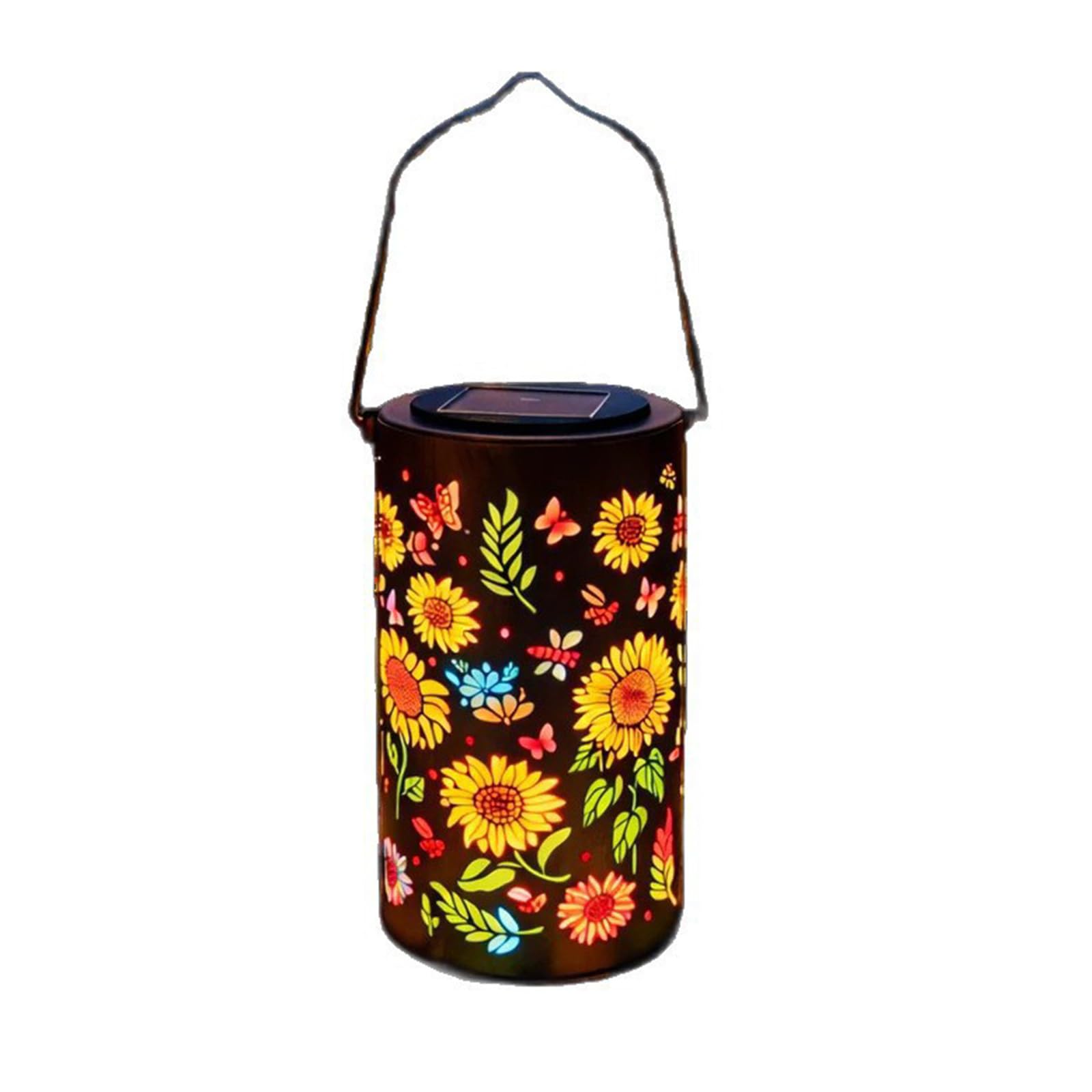 Bronze Metal Colorful Sunflowers Glowing Solar Lights Waterproof Garden Hanging Lamp for Yard Patios Landscape Lighting Solar Sunflowers Hanging Light