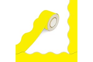 60 Feet Yellow Bulletin Board Borders, Wavy Trim for School, Classroom & Offices