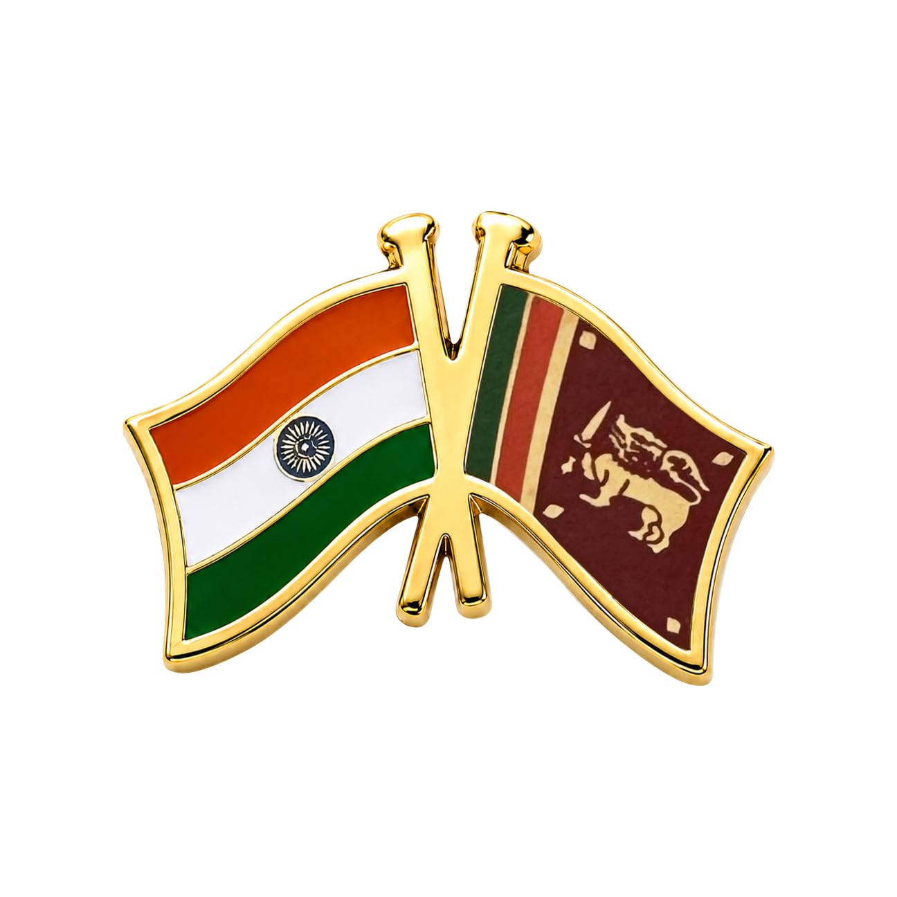 The Flag Shop India-Sri Lanka Cross Flag Brass Lapel Pin/Brooch/Badge for Clothing Accessories-picture-3