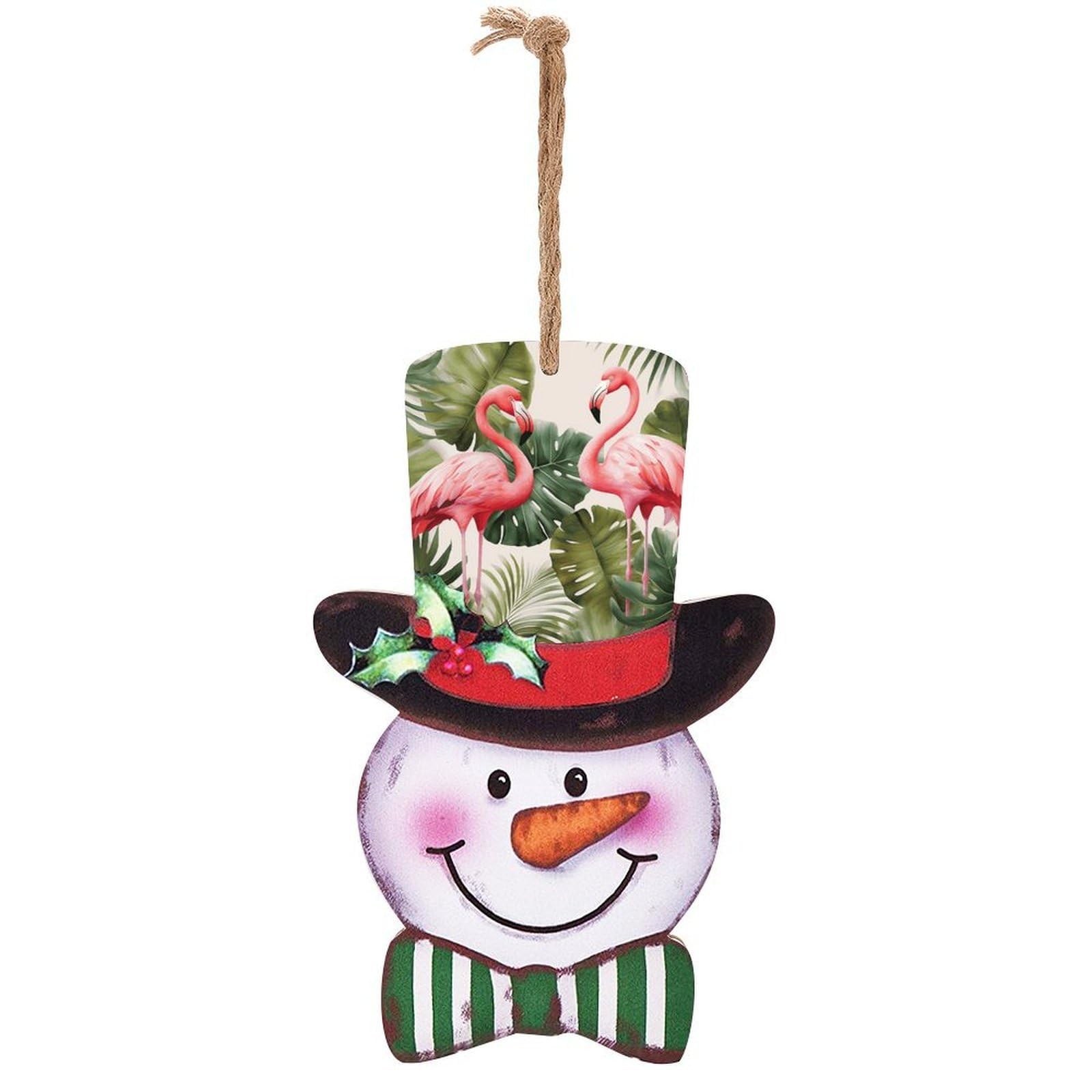 Flamingo Palm Trees Leaf Snowman Decor Christmas Snowmans Hanging Decors Wooden Exquisite Holiday Decoration Sign for Home Window Wall Farmhouse Indoor Outdoo