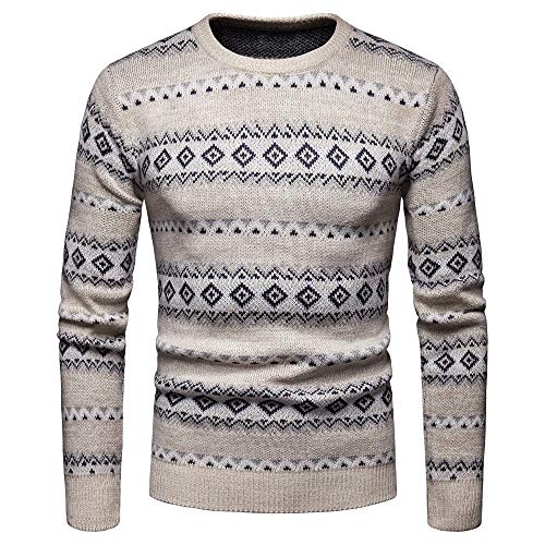 Mens Ugly Christmas Sweater Autumn Winter Reindeer Pullover Knitted Top Striped Outwear Blouse Holiday Cardigan