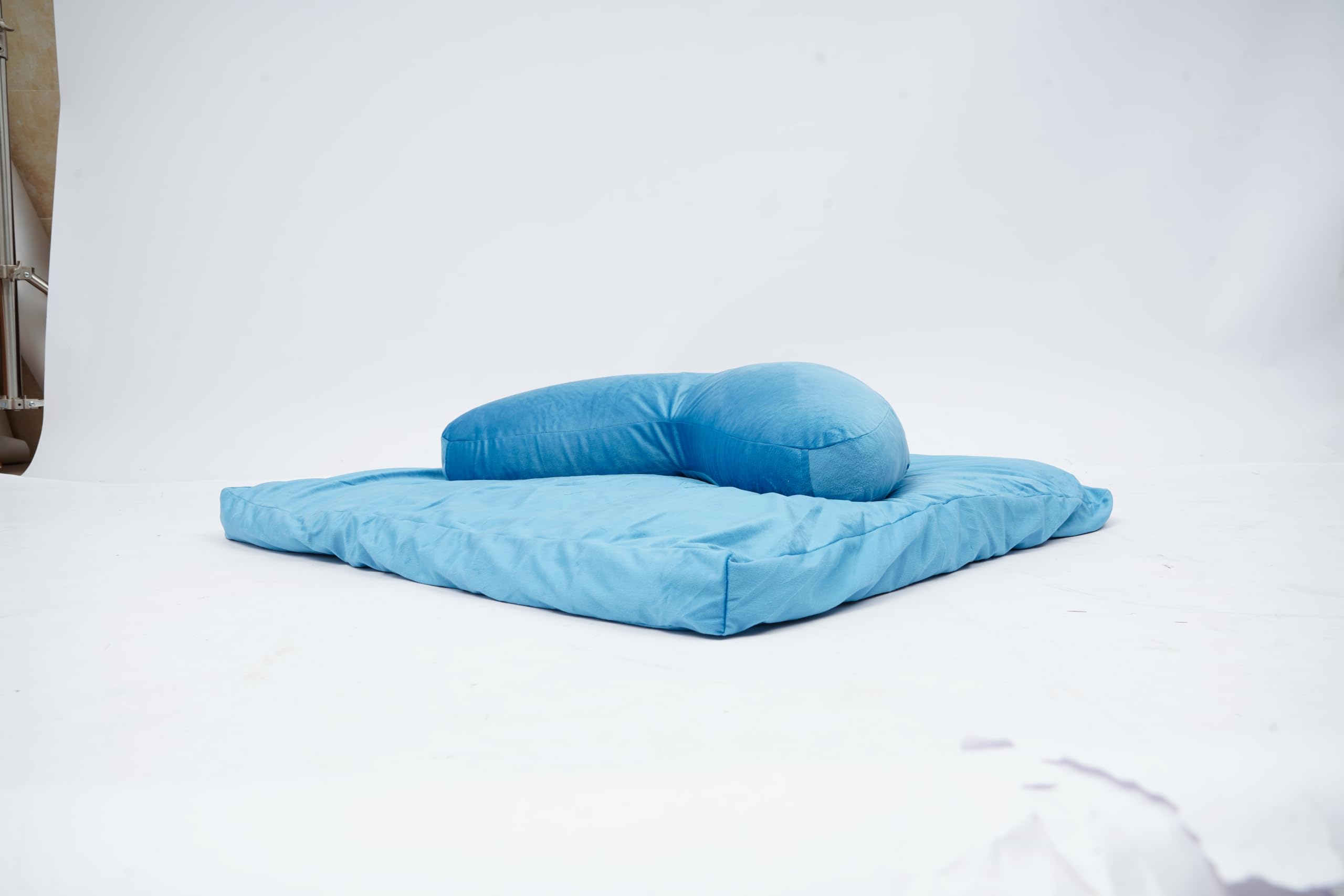 Meditationskissen mit Buchweizenschalen Herzform Dekokissen für Bett Schlafzimmer Wohnzimmer blau 64x27x13cm